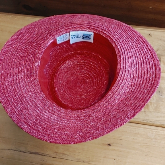 Betmar New York Pink Straw Sun Hat With Bow - Picture 6 of 9